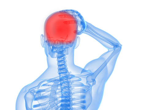 Illustration pointing to head pain